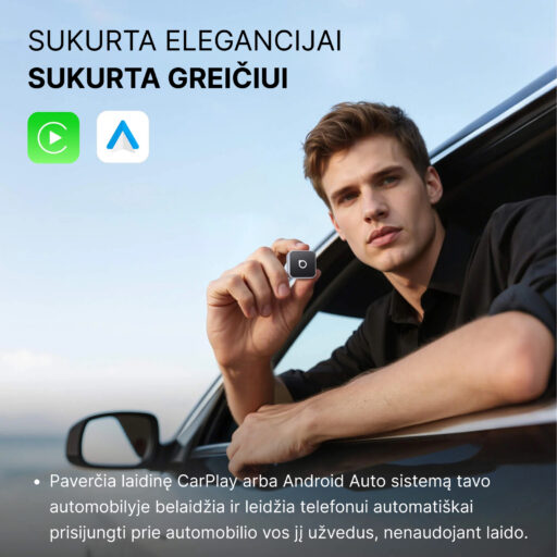 Ottocast Mini Cube 3.0 belaidis CarPlay / Android Auto adapteris - Image 2