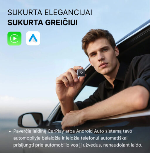 Ottocast Mini Cube 3.0 belaidis CarPlay / Android Auto adapteris