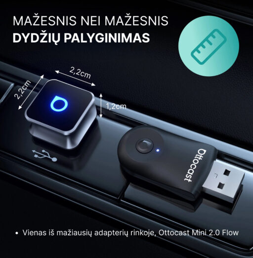 Ottocast Mini Cube 3.0 belaidis CarPlay / Android Auto adapteris