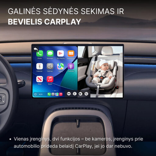 Ottocast Cabin Care galinės sėdynės kamera + belaidis CarPlay - Image 2