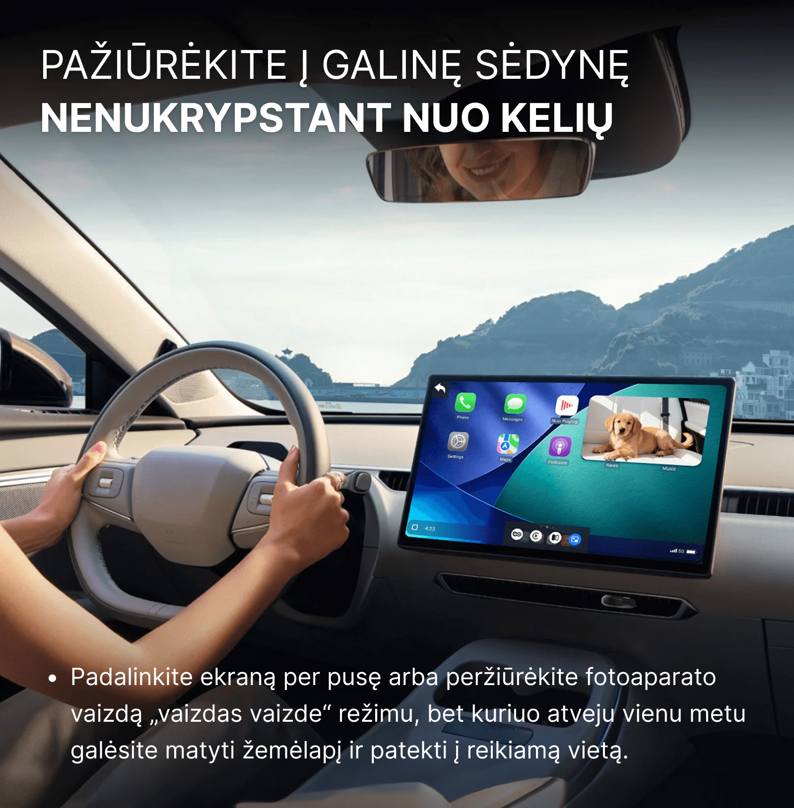 Ottocast Cabin Care galinės sėdynės kamera + belaidis CarPlay - Image 7