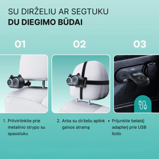 Ottocast Cabin Care galinės sėdynės kamera + belaidis CarPlay - Image 9