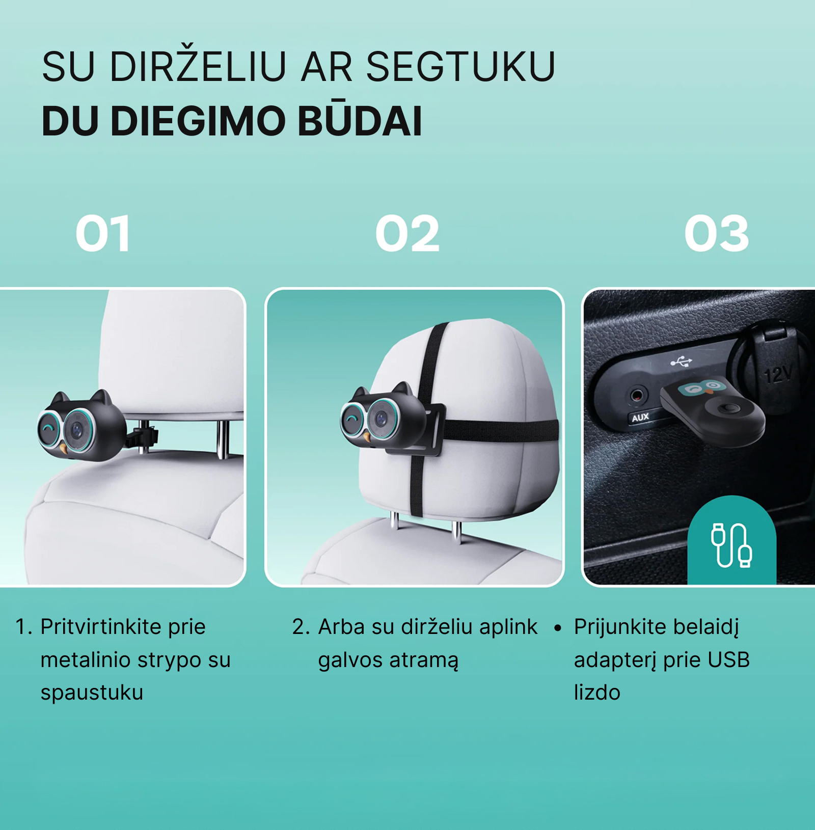 Ottocast Cabin Care galinės sėdynės kamera + belaidis CarPlay - Image 9