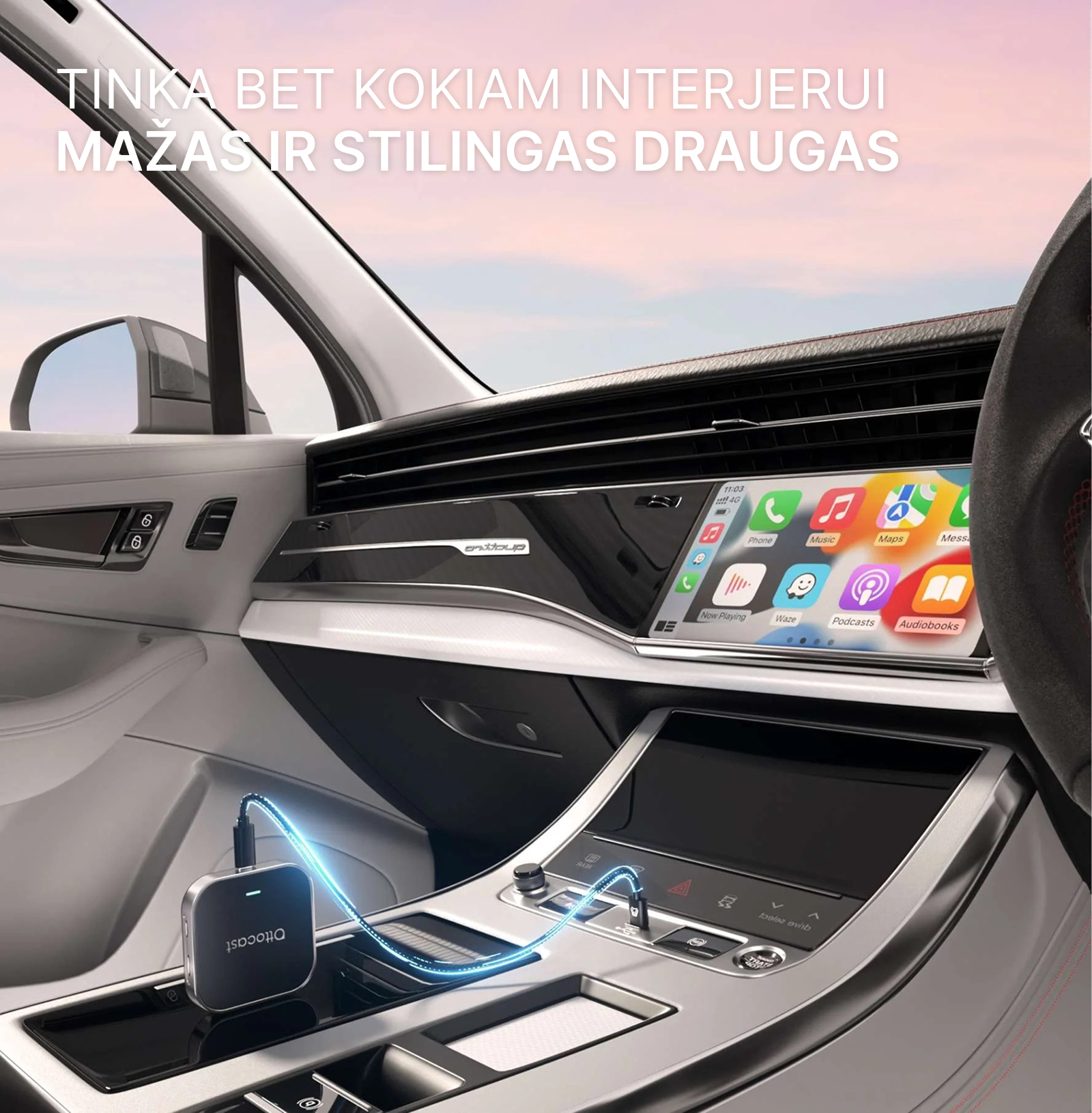 OttoAibox E2 CarPlay AI Box multimedijos centras, vaizdo grotuvas + belaidis CarPlay ir Android Auto - Image 9