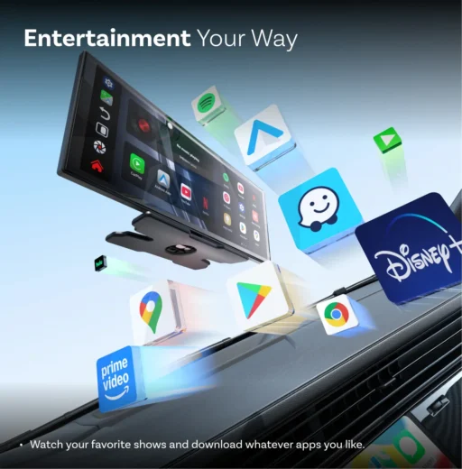 Ottoscreen AI universalus multimedijos centras + CarPlay + Android Auto + galinio vaizdo kamera