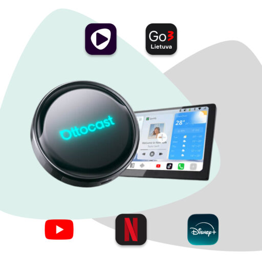 OttoAibox P3 Pro AI Box, vaizdo grotuvas + belaidis CarPlay ir Android Auto
