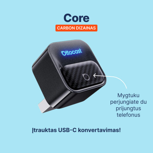 2026 Ottocast Mini Pico belaidis CarPlay / Android Auto adapteris