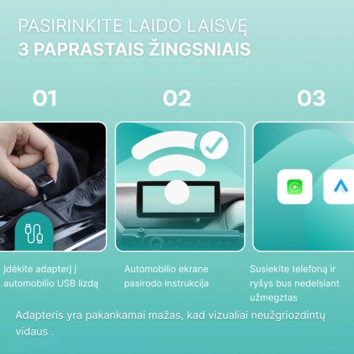 2026 Ottocast Mini Pico belaidis CarPlay / Android Auto adapteris - Image 10