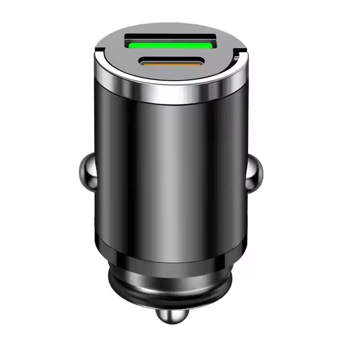 Kompaktne 12V-24V USB-A ja USB-C autolaadija - Image 1